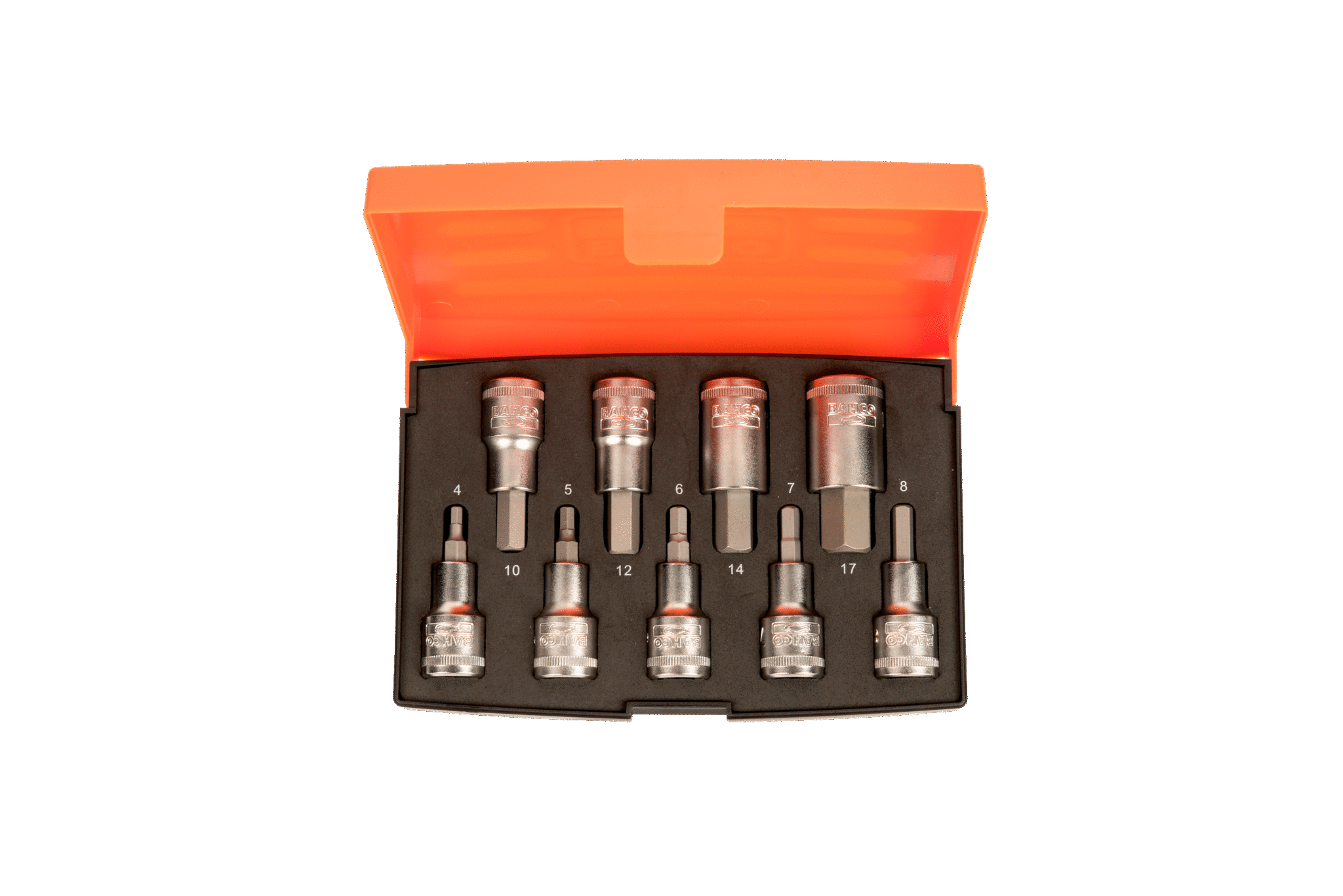Nasadki 1/2" z końcówkami sześciokątnymi - 9 szt., rozmiary 4-17 mm BAHCO