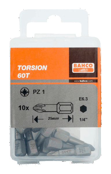 Bit 1/4" Torsion PZ3x25 mm, 10 szt. BAHCO