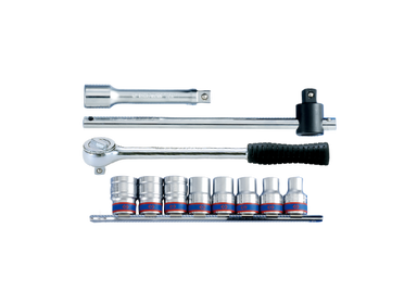 ZESTAW NARZĘDZI 1/2" 11cz. NASADKI 6-kąt. 10 - 19mm Z GRZECHOTKĄ, POKRĘTŁEM I PRZEDŁUŻKĄ King Tony