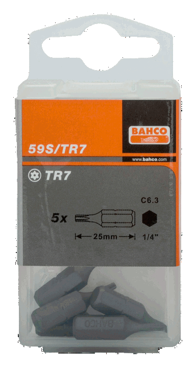 Bit 1/4" do śrub TORX, z otworem TR40x25 mm, 5 szt. BAHCO