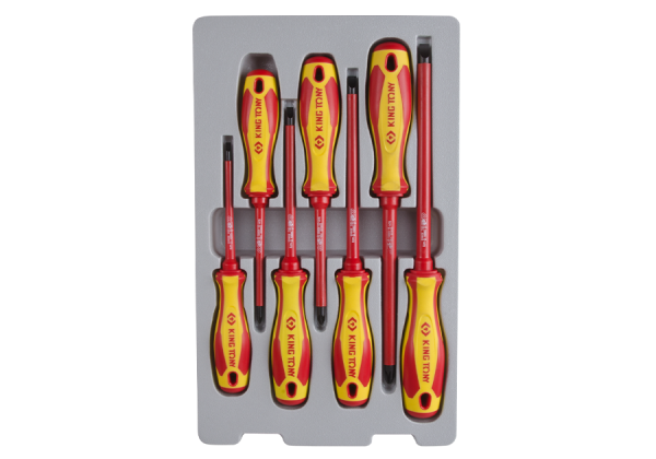 ZESTAW WKRĘTAKÓW IZOLOWANYCH 7 cz. KRZYŻAK PH No.1, No.2, No.3, PŁASKIE 4 X100, 5,5 x 125, 6,5 x 150, 8 King Tony