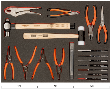 Wkład narzędziowy - szczypce i narzędzia do pobijania, 18 elementów BAHCO