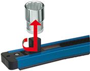 Magnetyczna listwa na nasadki 380mm, z 13 gniazdami, z zewn. i 2 gniazd.z wewn. 4-kat.1/4",  GEDORE