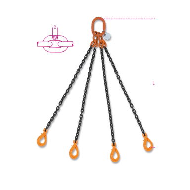 Zawiesie łańcuchowe 4-cięgnowe 6 mm 2 m, WLL 2,36 t Robur