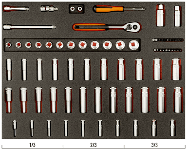 Wkład narzędziowy - nasadki długie 1/4" + 3/8" BAHCO