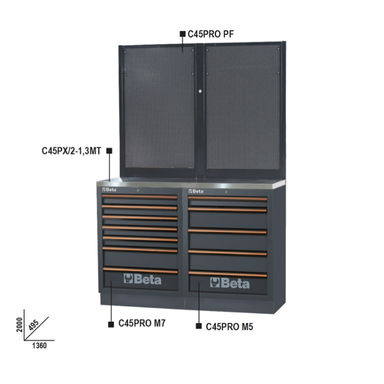 Zestaw mebli warsztatowych systemu C45PRO, 4500/C45PRO/BPX-1.3 Beta