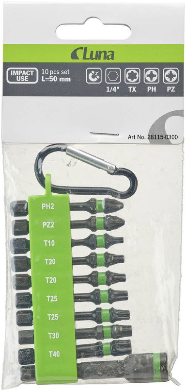 Zestaw grotów udarowych Luna 10 szt Luna