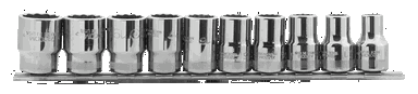 Nasadki 1/2", zestaw 10 szt. na szynie BAHCO