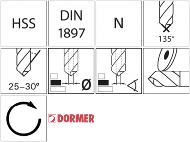 Zest.wiert.krót.1-10,5mm w.d.otw.p.gw.3,3-10,2mmA022 135G typ N 2,5xD24-cz.TiN Tip A088200S Dormer