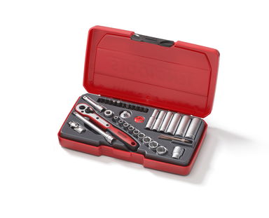 Zestaw kluczy nasadowych. Z chwytem □ ¼" Teng Tools T1436