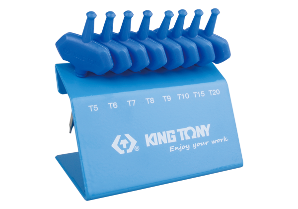 ZESTAW IMBUSÓW Z UCHWYTEM "T" 8szt. 1153A TORX T5 - T20, STOJAK King Tony