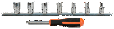 Zestaw nasadek sześciokątnych 1/4" na szynie RAIL-187, 7 szt. BAHCO