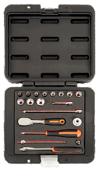 Zestaw nasadek 1/4", 19 sztuk, metalowa skrzynka BAHCO