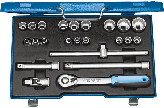 Zestaw nasadek 1/2", 12-kątnych, 23-czesciowy, D19EMU-20, GEDORE