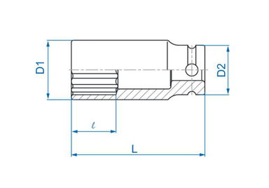 NASADKA DŁUGA UDAROWA CIENKOŚCIENNA 1/2" 14mm x 80mm, 12-kąt King Tony