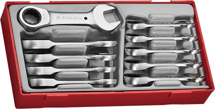 Zestaw 10 kluczy płasko-oczkowych z grzechotką, krótkie TT6010MRS, Teng To​