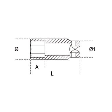 Nasadka udarowa 1" 6-kątna 80 mm długa, 729L Beta