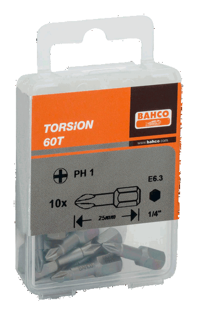 Bit 1/4" Torsion PH3x25 mm, 10 szt. BAHCO