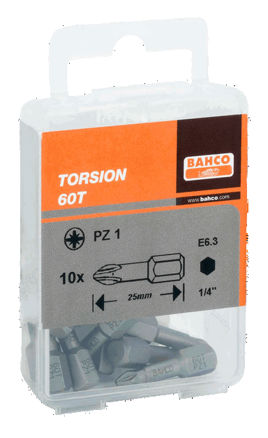 Bit 1/4" Torsion PZ3x25 mm, 10 szt. BAHCO