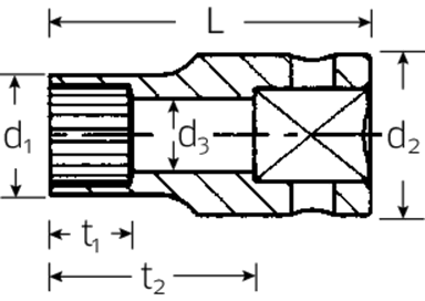 Nasadka 1/4" SPLINE-DR 3/8"=12 STAHLWILLE