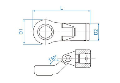 KLUCZ OCZKOWY NASADOWY PRZEGUBOWY 3/8" 8mm, 12-kąt. King Tony