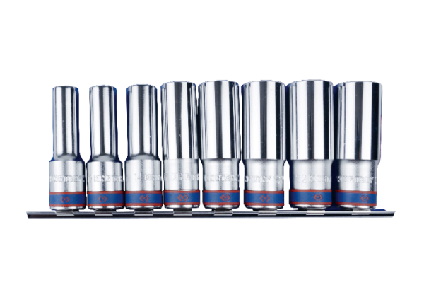 ZESTAW NASADEK 1/2" 8cz. DŁUGIE 6-kąt. 12 - 23mm ZESTAW NA SZYNIE King Tony