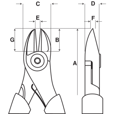 Ucinaki boczne ERGO, progresywne ostrze, 180 mm, Cu 4.0 mm, Fe+ 2.7 mm, drut fortepianowy 2.3 mm BAHCO