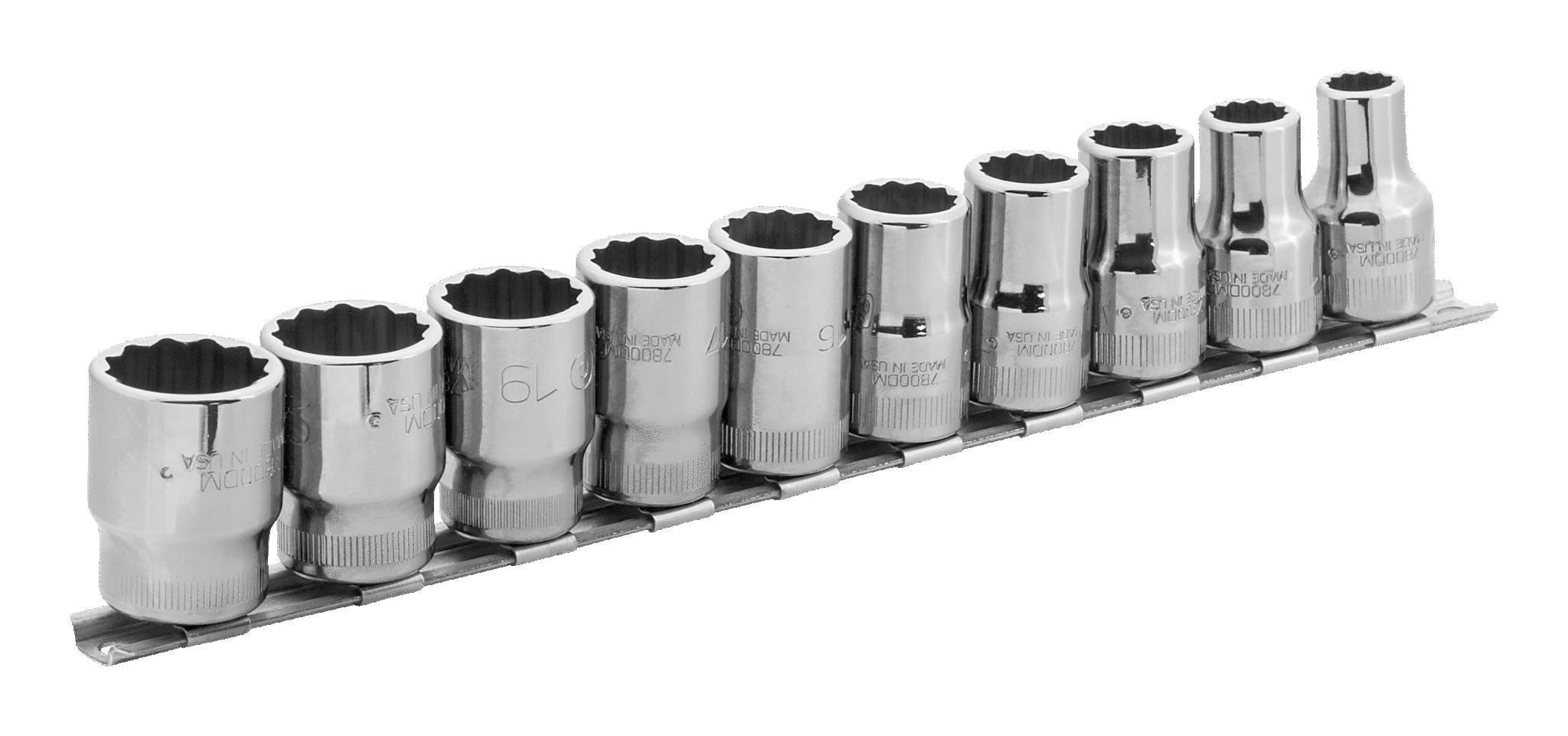 Nasadki 1/2", zestaw 10 szt. na szynie BAHCO