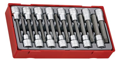 15-elementowy zestaw nasadek trzpieniowych typu Tx i 6-kątnych z chwytem kwadratowym 1/2", Teng Tools TTTxH15