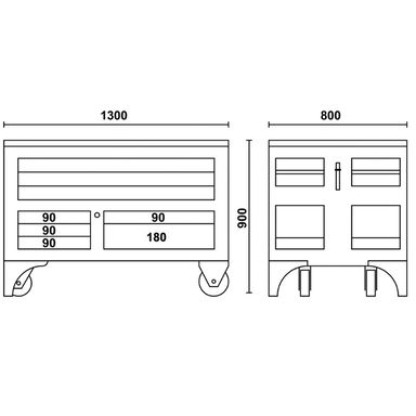 Stół warsztatowy Maxi Tank z 5 szufladami, blat 1300x800 mm, 3000/C30M Beta