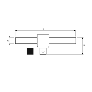 Pokrętło przesuwne T-kształtne 1/2" 250 mm ze stali nierdzewnej BAHCO