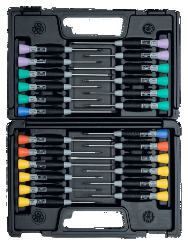 Wkrętaki precyzyjne, zestaw 24 szt., TORX®, Phillips, Pozidriv, imbusowe, płaskie BAHCO