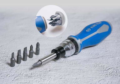 TELESKOPOWY WKRĘTAK DO BITÓW 1/4" Z GRZECHOTKĄ Z ZESTAWEM BITÓW (PH, PZ, SL, TORX, HEX) 16 cz. King Tony