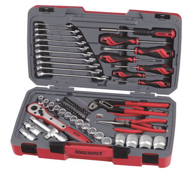 68-elementowy zestaw kluczy nasadowych z chwytem kwadratowym 1/2". Teng Tools T1268