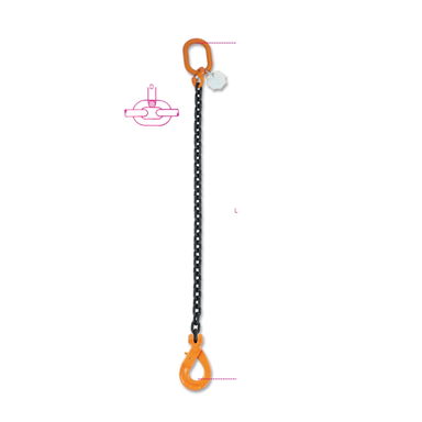 Zawiesie łańcuchowe 1-cięgnowe 20 mm, 1 m, WLL 12.5 t Robur