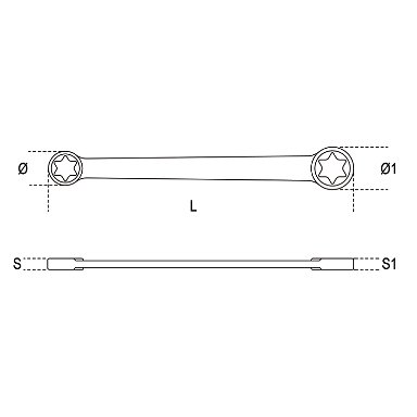 Klucz oczkowy dwustronny TORX E14xE18, dł. 177 mm, 95FTX/14X18 Beta