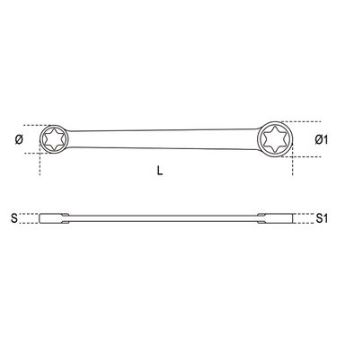 Klucz oczkowy dwustronny TORX E20xE24, dł. 224 mm, 95FTX/20X24 Beta